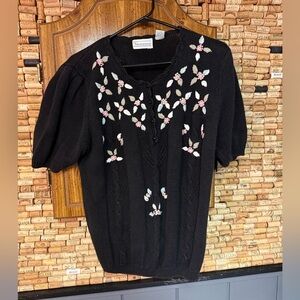 Vintage 90’s Shenanigans floral acrylic sweater size Medium